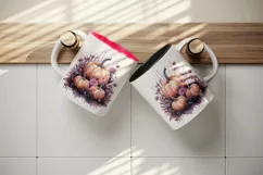 Watercolor Pink Halloween floral pumpkin fall flowers roses 20 oz tumbler skinny mug wrap clipart t-shirt sublimation printable design