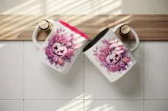 Watercolor Pink Halloween floral pumpkin flowers roses Jack-o-lantern 20 oz tumbler skinny mug wrap clipart t-shirt sublimation printable design