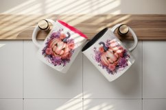 Watercolor Pink Halloween floral pumpkin flowers roses Jack-o-lantern 20 oz tumbler skinny mug wrap clipart t-shirt sublimation printable design
