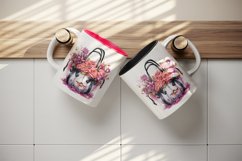 Watercolor Pink Halloween floral Trick or treat bag pumpkin flowers roses 20 oz tumbler skinny mug wrap clipart t-shirt sublimation printable design