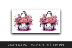 Watercolor Pink Halloween floral Trick or treat bag pumpkin flowers roses 20 oz tumbler skinny mug wrap clipart t-shirt sublimation printable design