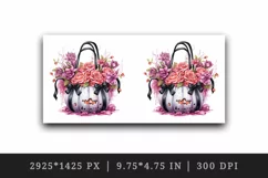Watercolor Pink Halloween floral Trick or treat bag pumpkin flowers roses 20 oz tumbler skinny mug wrap clipart t-shirt sublimation printable design