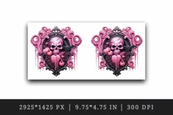 Watercolor Pink Halloween glamour skull horror frame pumpkins bat 20 oz tumbler skinny mug wrap clipart t-shirt sublimation printable design