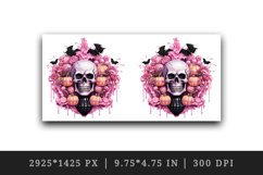 Watercolor Pink Halloween horror ghost flowers roses bats skull grim reaper 20 oz tumbler skinny mug wrap clipart t-shirt sublimation printable design