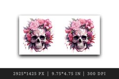 Watercolor Pink Halloween horror ghost flowers roses skull grim reaper 20 oz tumbler skinny mug wrap clipart t-shirt sublimation printable design