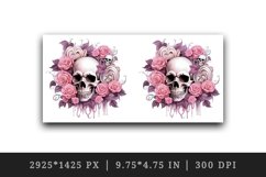 Watercolor Pink Halloween horror ghost flowers roses skull grim reaper 20 oz tumbler skinny mug wrap clipart t-shirt sublimation printable design
