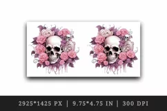 Watercolor Pink Halloween horror ghost flowers roses skull grim reaper 20 oz tumbler skinny mug wrap clipart t-shirt sublimation printable design