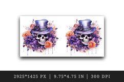 Watercolor Pink Halloween horror ghost flowers roses skull grim reaper 20 oz tumbler skinny mug wrap clipart t-shirt sublimation printable design