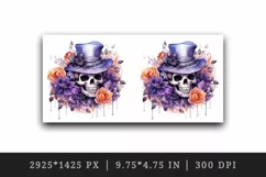 Watercolor Pink Halloween horror ghost flowers roses skull grim reaper 20 oz tumbler skinny mug wrap clipart t-shirt sublimation printable design