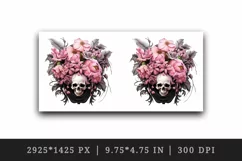 Watercolor Pink Halloween horror ghost flowers roses skull grim reaper 20 oz tumbler skinny mug wrap clipart t-shirt sublimation printable design
