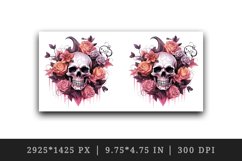 Watercolor Pink Halloween horror ghost flowers roses skull grim reaper 20 oz tumbler skinny mug wrap clipart t-shirt sublimation printable design
