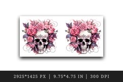 Watercolor Pink Halloween horror ghost flowers roses skull grim reaper 20 oz tumbler skinny mug wrap clipart t-shirt sublimation printable design