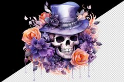 Watercolor Pink Halloween horror ghost flowers roses skull grim reaper 20 oz tumbler skinny mug wrap clipart t-shirt sublimation printable design