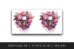 Watercolor Pink Halloween horror ghost flowers roses skull grim reaper 20 oz tumbler skinny mug wrap clipart t-shirt sublimation printable design
