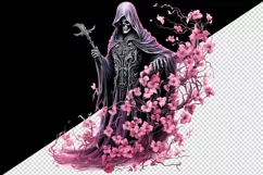 Watercolor Pink Halloween horror ghost flowers skull grim reaper 20 oz tumbler skinny mug wrap clipart t-shirt sublimation printable design