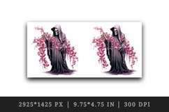 Watercolor Pink Halloween horror ghost flowers skull grim reaper 20 oz tumbler skinny mug wrap clipart t-shirt sublimation printable design