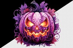 Watercolor Pink Halloween leaves horror pumpkin carving Jack-o-lantern 20 oz tumbler skinny mug wrap clipart t-shirt sublimation printable design