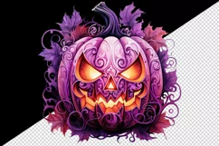 Watercolor Pink Halloween leaves horror pumpkin carving Jack-o-lantern 20 oz tumbler skinny mug wrap clipart t-shirt sublimation printable design