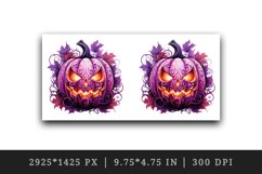 Watercolor Pink Halloween leaves horror pumpkin carving Jack-o-lantern 20 oz tumbler skinny mug wrap clipart t-shirt sublimation printable design
