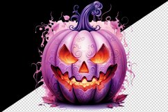 Watercolor Pink Halloween leaves horror pumpkin carving Jack-o-lantern 20 oz tumbler skinny mug wrap clipart t-shirt sublimation printable design
