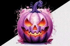 Watercolor Pink Halloween leaves horror pumpkin carving Jack-o-lantern 20 oz tumbler skinny mug wrap clipart t-shirt sublimation printable design
