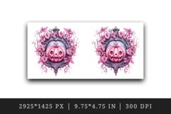 Watercolor Pink Halloween leaves horror pumpkin carving Jack-o-lantern 20 oz tumbler skinny mug wrap clipart t-shirt sublimation printable design