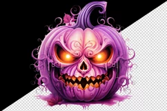 Watercolor Pink Halloween leaves horror pumpkin carving Jack-o-lantern 20 oz tumbler skinny mug wrap clipart t-shirt sublimation printable design