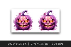 Watercolor Pink Halloween leaves horror pumpkin carving Jack-o-lantern 20 oz tumbler skinny mug wrap clipart t-shirt sublimation printable design