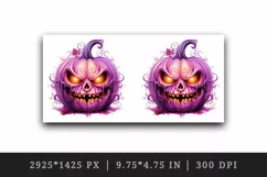 Watercolor Pink Halloween leaves horror pumpkin carving Jack-o-lantern 20 oz tumbler skinny mug wrap clipart t-shirt sublimation printable design