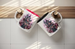 Watercolor Pink Halloween night castle haunted house moon 20 oz tumbler skinny mug wrap clipart t-shirt sublimation printable design