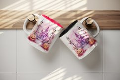Watercolor Pink Halloween night pumpkins castle haunted house Jack-o-lantern 20oz tumbler skinny mug wrap clipart t-shirt sublimation printable design