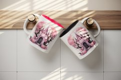 Watercolor Pink Halloween night pumpkins castle haunted house Jack-o-lantern 20oz tumbler skinny mug wrap clipart t-shirt sublimation printable design