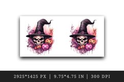 Watercolor Pink Halloween pumpkins witch hat ghost skull Jack-o-lantern 20 oz tumbler skinny mug wrap clipart t-shirt sublimation printable design