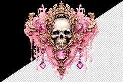 Watercolor Pink Halloween skull horror frame glamour diamonds 20 oz tumbler skinny mug wrap clipart t-shirt sublimation printable design