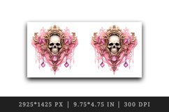 Watercolor Pink Halloween skull horror frame glamour diamonds 20 oz tumbler skinny mug wrap clipart t-shirt sublimation printable design