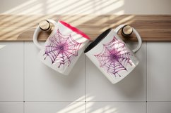Watercolor Pink Halloween spider web 20 oz tumbler skinny mug wrap clipart t-shirt sublimation printable design