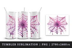 Watercolor Pink Halloween spider web 20 oz tumbler skinny mug wrap clipart t-shirt sublimation printable design