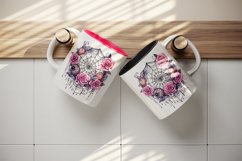 Watercolor Pink Halloween spider web flowers roses 20 oz tumbler skinny mug wrap clipart t-shirt sublimation printable design