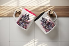 Watercolor Pink Halloween spooky castle haunted house leaves 20 oz tumbler skinny mug wrap clipart t-shirt sublimation printable design