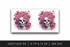 Watercolor Pink Halloween zombie woman horror ghost flowers roses skull 20 oz tumbler skinny mug wrap clipart t-shirt sublimation printable design