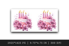 Watercolor pink happy birthday cake holiday wedding sparkle diamonds flowers 20oz tumbler skinny mug wrap clipart t-shirt sublimation printable design