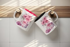 Watercolor pink happy birthday gift box floral holiday wedding flowers 20 oz tumbler skinny mug wrap clipart t-shirt sublimation printable design
