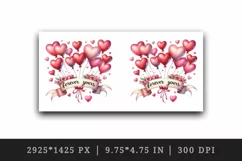 Watercolor pink heart balloons Forever Yours Love quote Valentine Day print 20 oz tumbler skinny mug wrap clipart t-shirt sublimation printable design