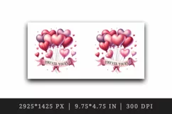 Watercolor pink heart balloons Forever Yours Love quote Valentine Day print 20 oz tumbler skinny mug wrap clipart t-shirt sublimation printable design