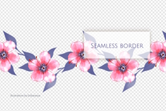 Watercolor Pink Hibiscus Seamless Border Product Image 2