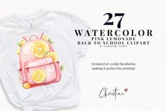Watercolor Pink Lemonade Back to School Clipart Product Image 2