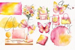 Watercolor Pink Lemonade Back to School Clipart Product Image 5