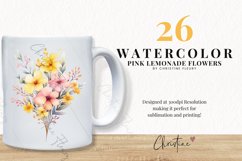 Watercolor Pink Lemonade Floral Clipart Product Image 2
