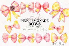 Watercolor Pink Lemonade Bow Clipart Product Image 1