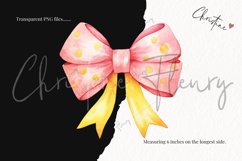 Watercolor Pink Lemonade Bow Clipart Product Image 3